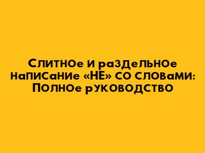 Слитное и раздельное написание «НЕ» со словами: Полное руководство