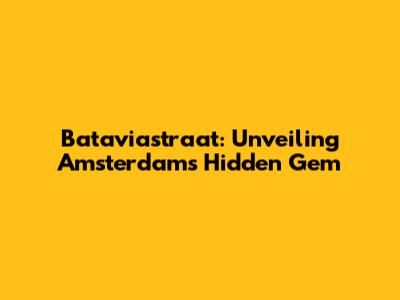 Bataviastraat: Unveiling Amsterdam's Hidden Gem