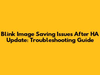 Blink Image Saving Issues After HA Update: Troubleshooting Guide