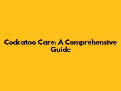 Cockatoo Care: A Comprehensive Guide