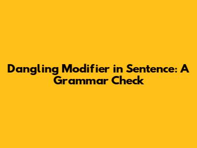 Dangling Modifier in Sentence: A Grammar Check