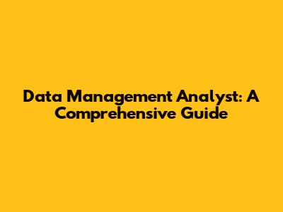 Data Management Analyst: A Comprehensive Guide