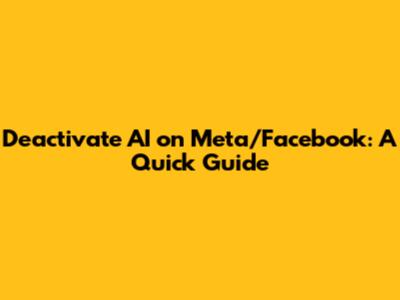 Deactivate AI on Meta/Facebook: A Quick Guide