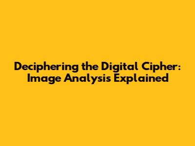 Deciphering the Digital Cipher: Image Analysis Explained