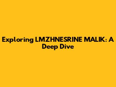 Exploring LMZHNESRINE MALIK: A Deep Dive