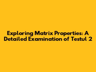 Exploring Matrix Properties: A Detailed Examination of Testul 2
