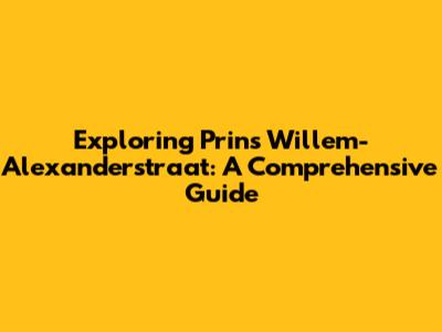 Exploring Prins Willem-Alexanderstraat: A Comprehensive Guide
