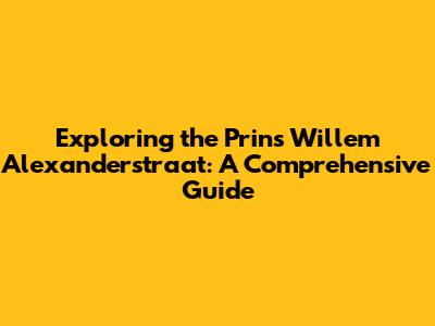 Exploring the Prins Willem Alexanderstraat: A Comprehensive Guide