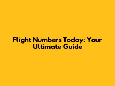 Flight Numbers Today: Your Ultimate Guide