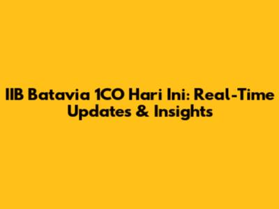 IIB Batavia 1CO Hari Ini: Real-Time Updates & Insights