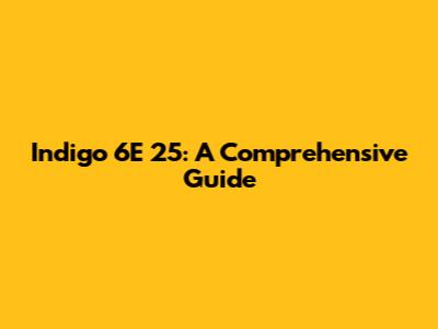 Indigo 6E 25: A Comprehensive Guide