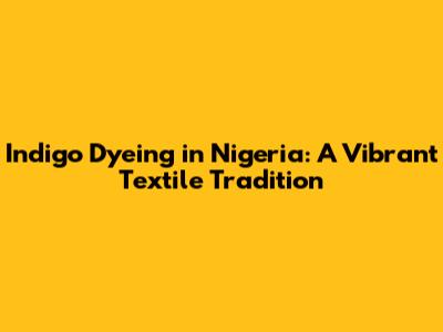 Indigo Dyeing in Nigeria: A Vibrant Textile Tradition