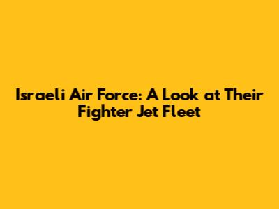Israeli Air Force: A Look at Their Fighter Jet Fleet