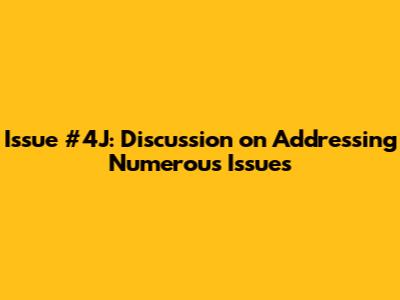 Issue #4J: Discussion on Addressing Numerous Issues