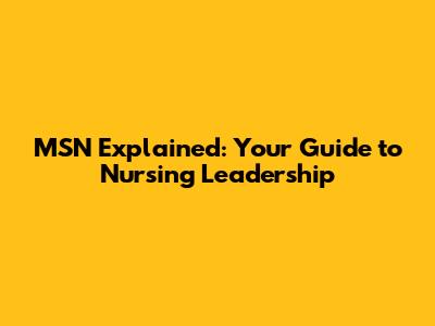 MSN Explained: Your Guide to Nursing Leadership