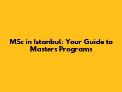 MSc in Istanbul: Your Guide to Master's Programs