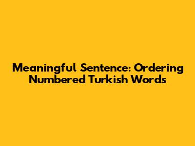 Meaningful Sentence: Ordering Numbered Turkish Words