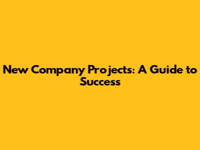 New Company Projects: A Guide to Success