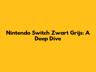 Nintendo Switch Zwart Grijs: A Deep Dive