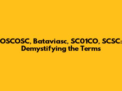 OSCOSC, Bataviasc, SC01CO, SCSC: Demystifying the Terms