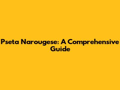 Pseta Narougese: A Comprehensive Guide