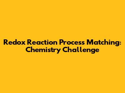 Redox Reaction Process Matching: Chemistry Challenge