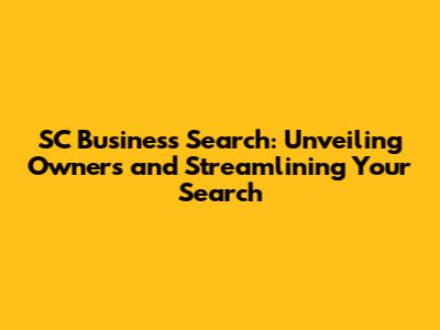 SC Business Search: Unveiling Owners and Streamlining Your Search