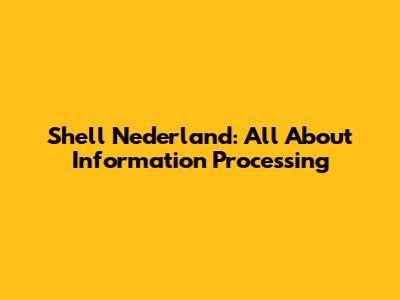 Shell Nederland: All About Information Processing