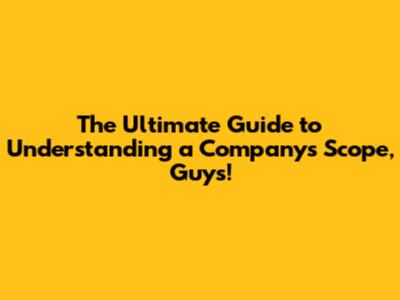 The Ultimate Guide to Understanding a Company's Scope, Guys!