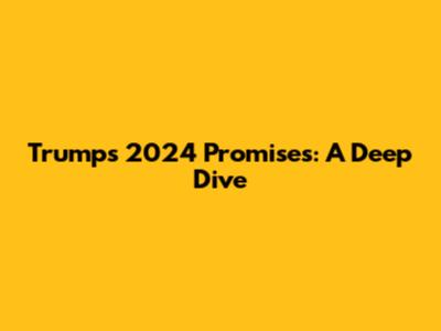 Trump's 2024 Promises: A Deep Dive