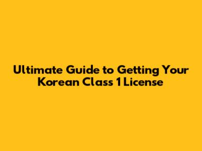 Ultimate Guide to Getting Your Korean Class 1 License