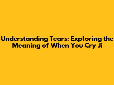 Understanding Tears: Exploring the Meaning of 'When You Cry Ji'