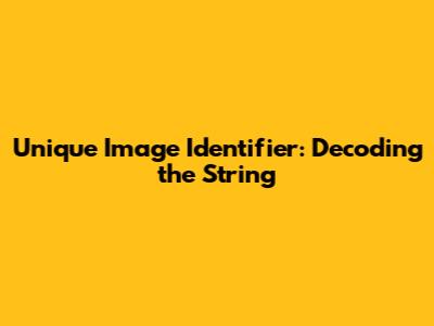 Unique Image Identifier: Decoding the String