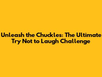 Unleash the Chuckles: The Ultimate Try Not to Laugh Challenge