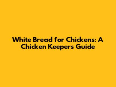 White Bread for Chickens: A Chicken Keeper's Guide
