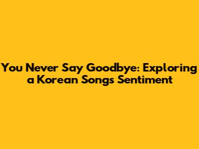 You Never Say Goodbye: Exploring a Korean Song's Sentiment