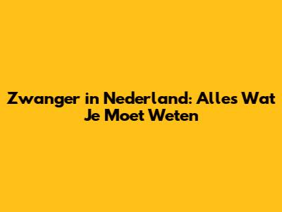 Zwanger in Nederland: Alles Wat Je Moet Weten
